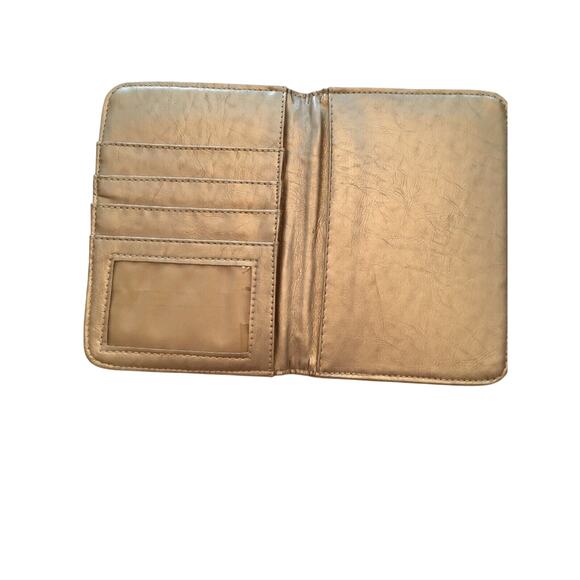 Gold Metallic "Ugrade Me" Travel Wallet 6 1/4" x 4 1/4" - Picture 3 of 5